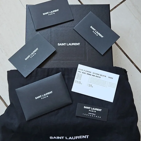 💖 YSL Saint Laurent Kate Pink Sequin Black Suede Crossbody Bag Matte Black HW - Picture 16 of 17